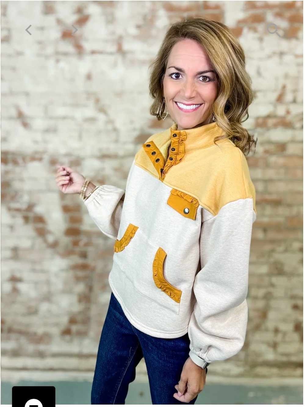Colorblock Pullover with Mustard Trim